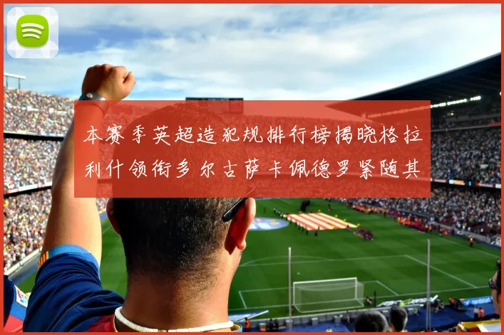 本赛季英超造犯规排行榜揭晓格拉利什领衔多尔古萨卡佩德罗紧随其后